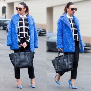 Fuzzy colbalt blue topshop jacket